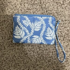 Blue and White Patterned Wristlet